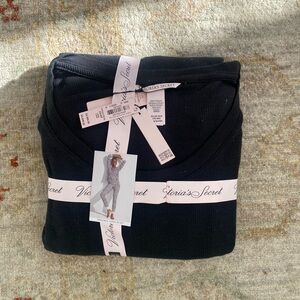 Victoria's Secret Black Thermal Long Pajama Set